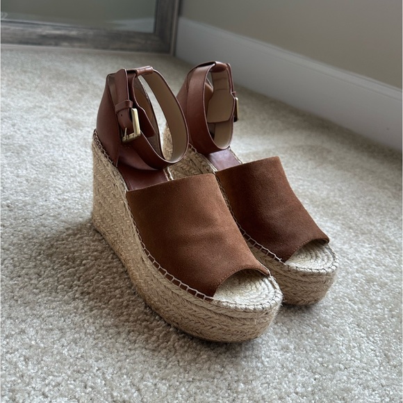Marc Fisher Tan Suede Alida Platform Espadrille Wedges - Picture 2 of 6